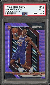2018 Panini Prizm 279 Deandre Ayton Purple Wave PSA 9
