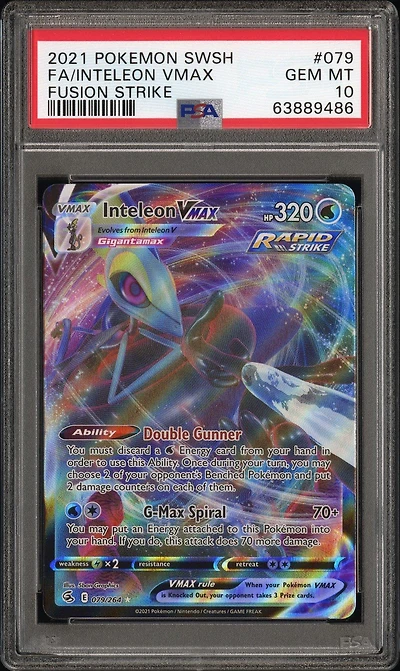 2021 Pokemon Sword & Shield Fusion Strike 079 Full Art/inteleon Vmax PSA
