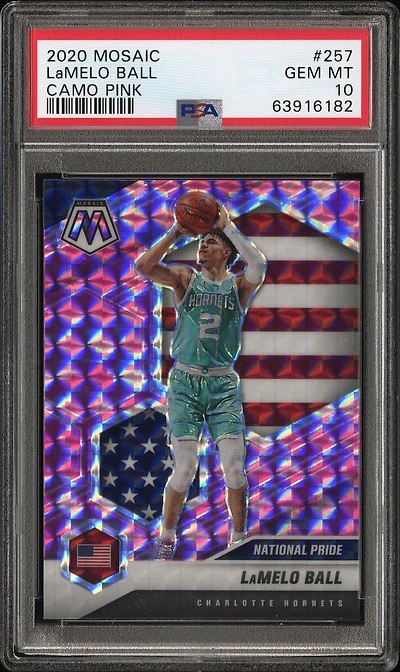 2020 Panini Mosaic 257 Lamelo Ball Camo Pink PSA 10