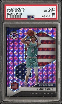 2020 Panini Mosaic 257 Lamelo Ball Camo Pink PSA 10
