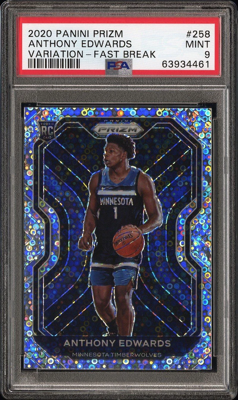 2020 Panini Prizm 258 Anthony Edwards Variation-fast Break PSA 9