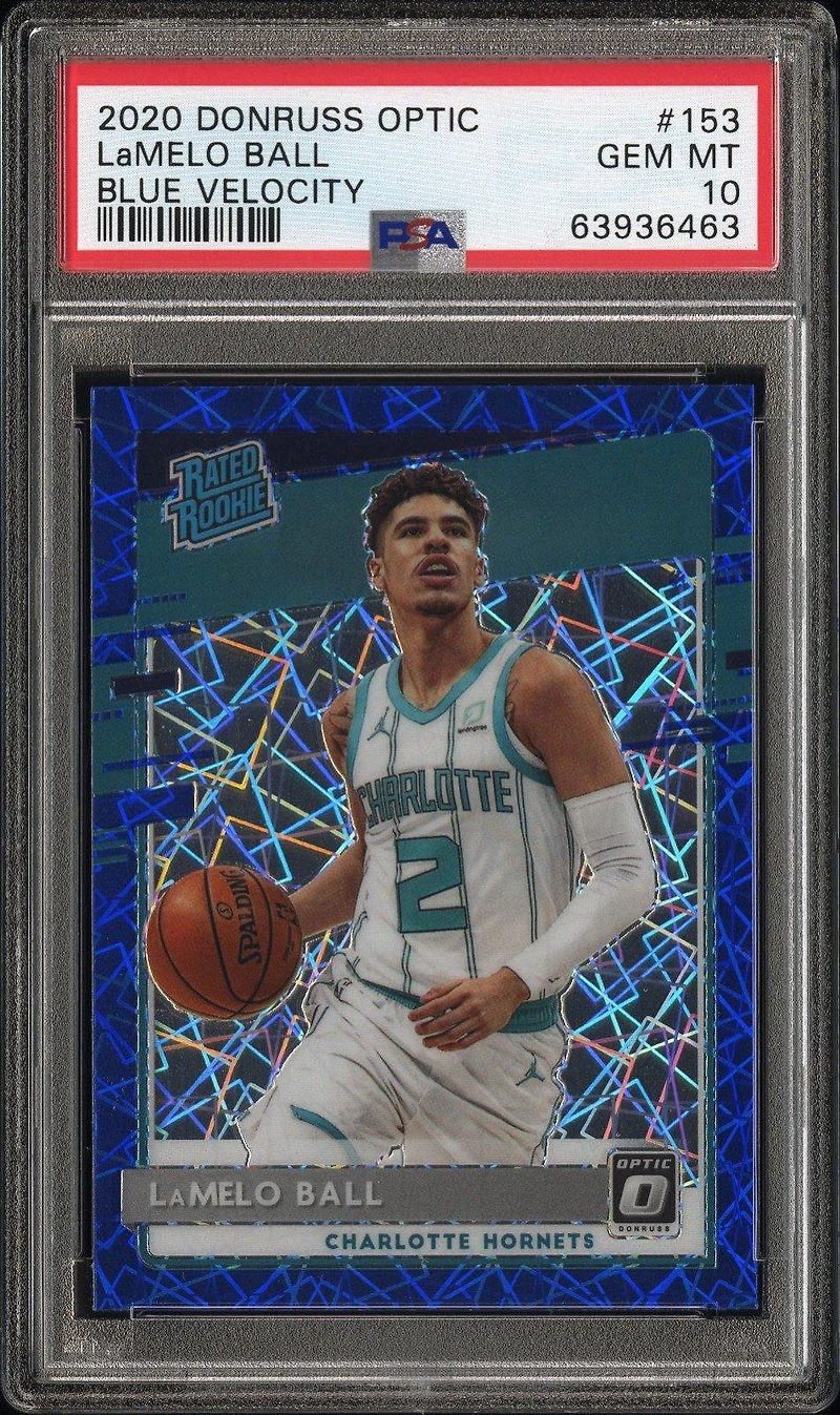 2020 Panini Donruss Optic 153 Lamelo Ball Blue Velocity PSA 10