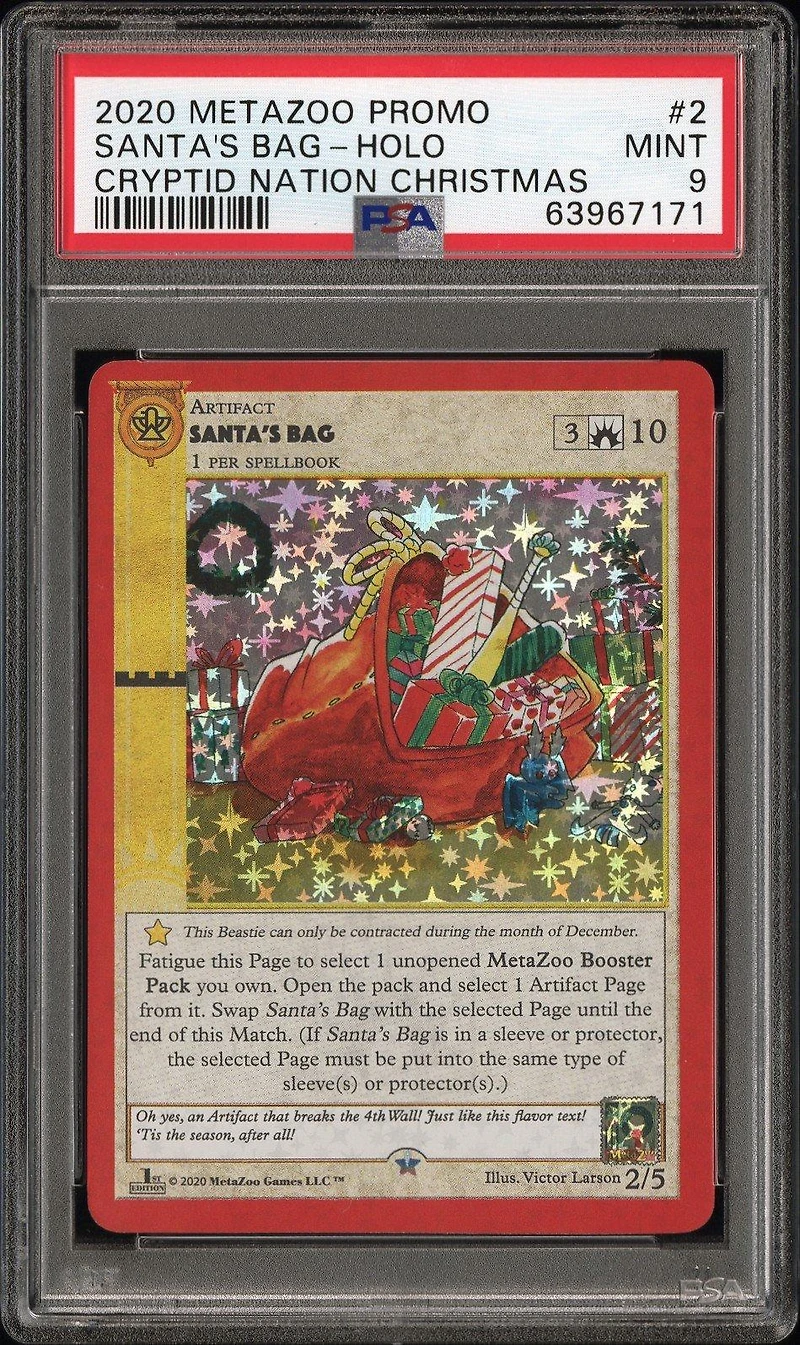 2020 Metazoo Promo 2 Santa's Bag-holo Cryptid Nation Christmas PSA 9