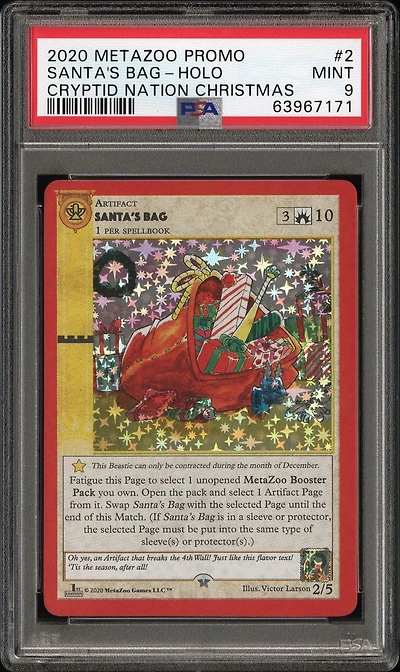 2020 Metazoo Promo 2 Santa's Bag-holo Cryptid Nation Christmas PSA 9