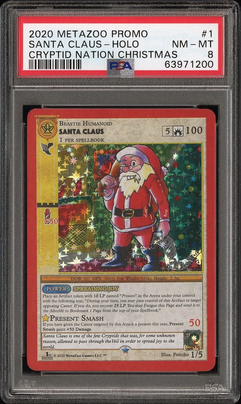 2020 Metazoo Promo 1 Santa Claus-holo Cryptid Nation Christmas PSA 8