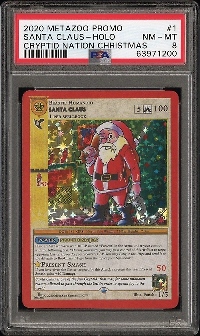 2020 Metazoo Promo 1 Santa Claus-holo Cryptid Nation Christmas PSA 8