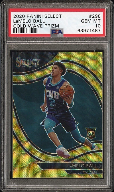 2020 Panini Select 298 Lamelo Ball Gold Wave Prizm PSA 10
