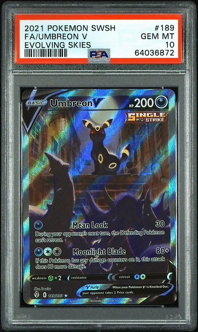 2021 Pokemon Sword & Shield Evolving Skies Full Art/umbreon V PSA