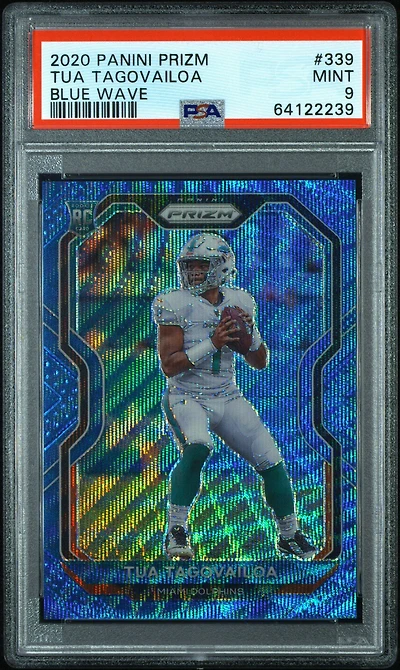 2020 Panini Prizm 339 Tua Tagovailoa Blue Wave PSA 9