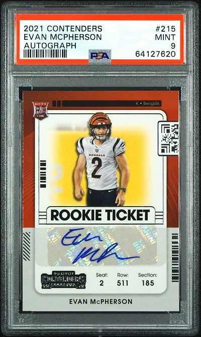 2021 Panini Contenders 215 Evan Mcpherson Autograph PSA 9