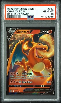 2022 Pokemon Sword & Shield Brilliant Stars 017 Charizard V PSA