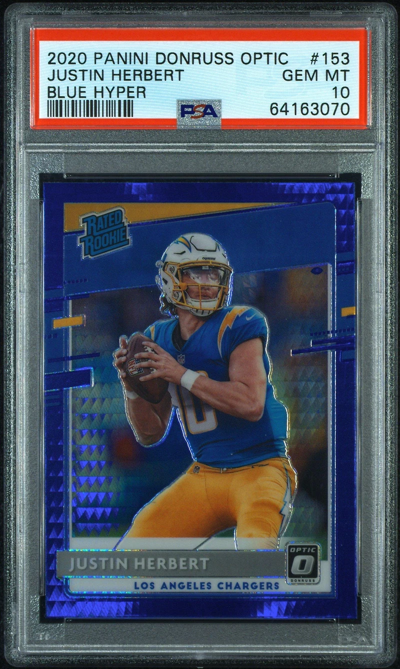 2020 Panini Donruss Optic 153 Justin Herbert Hyper PSA