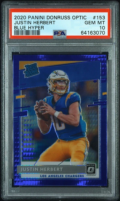 2020 Panini Donruss Optic 153 Justin Herbert Hyper PSA