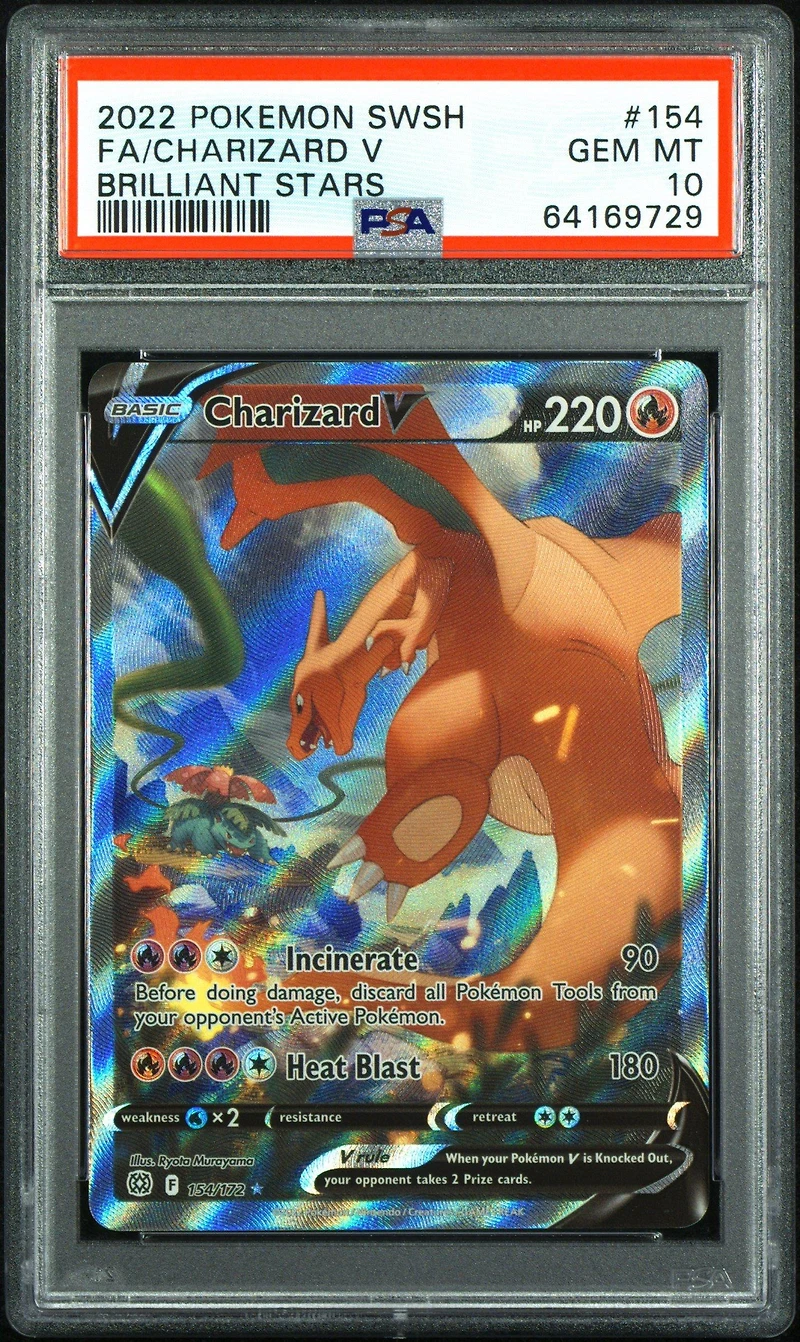 2022 Pokemon Sword & Shield Brilliant Stars Fa/charizard V PSA
