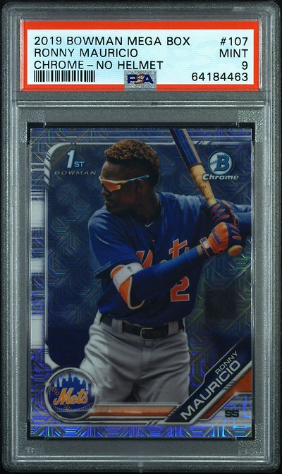 2019 Bowman Mega Box Chrome 107 Ronny Mauricio No Helmet PSA 9