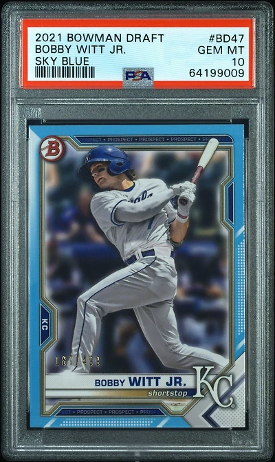 2021 Bowman Draft Bd47 Bobby Witt Jr. Sky Blue PSA 10
