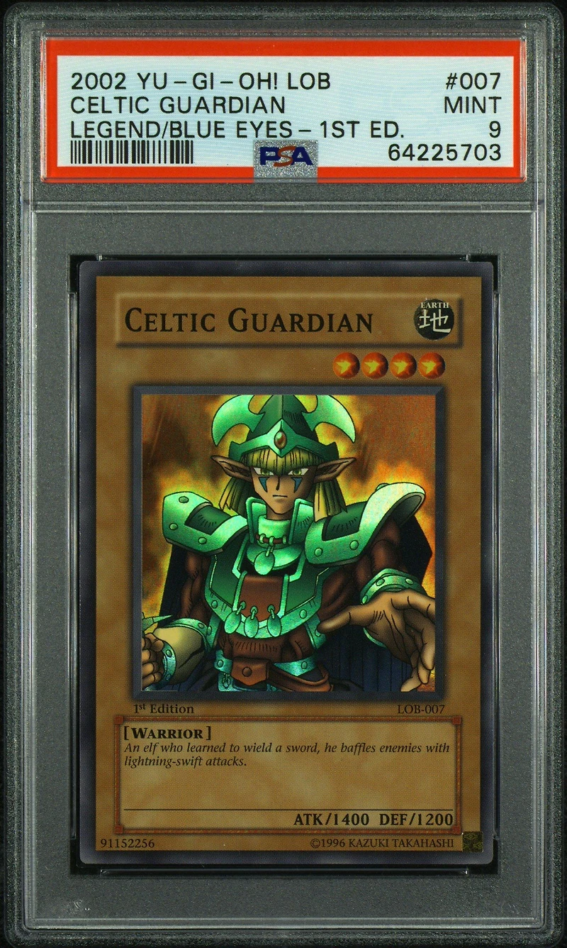 2002 Yu-gi-oh! Lob-legend Of Blue Eyes White Dragon 007 Celtic Guardian 1st Edition PSA 9