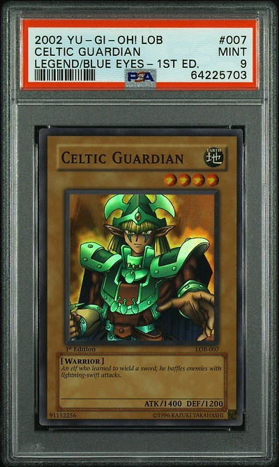 2002 Yu-gi-oh! Lob-legend Of Blue Eyes White Dragon 007 Celtic Guardian 1st Edition PSA 9