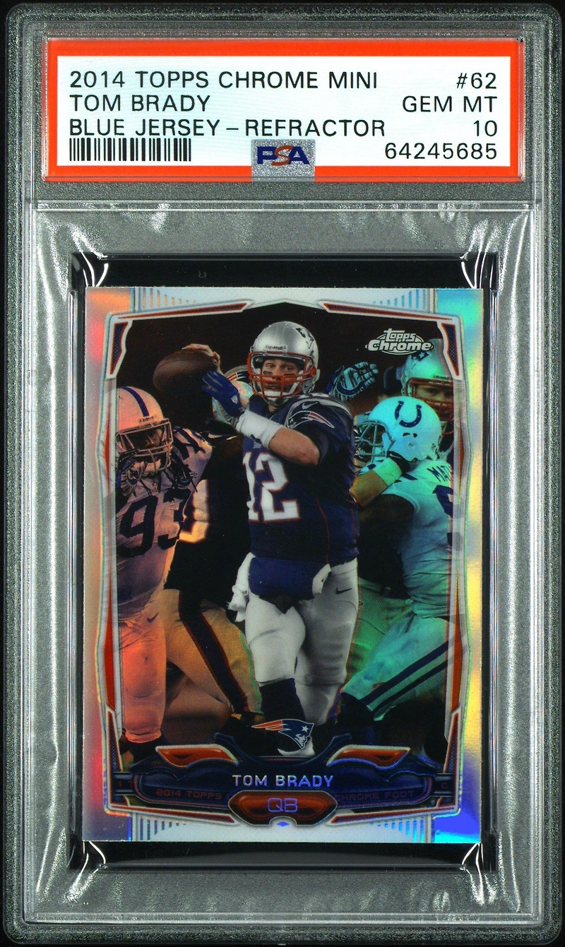 2014 Topps Chrome Mini 62 Tom Brady Blue Jersey-refractor PSA 10