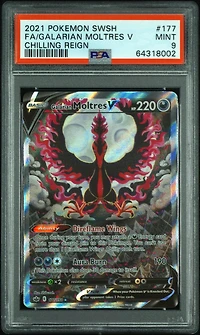 2021 Pokemon Sword & Shield Chilling Reign Full Art/galarian Moltres V PSA