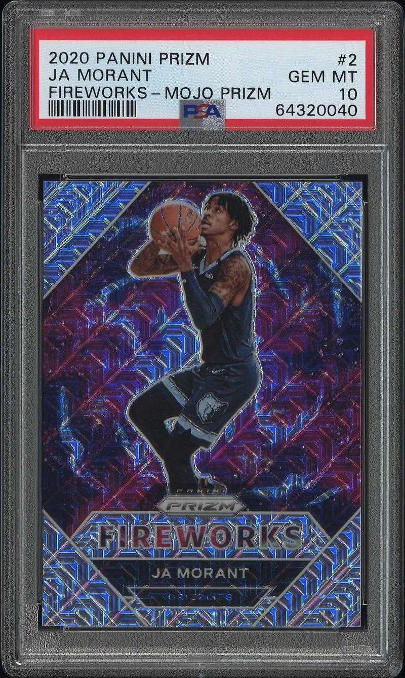 2020 Panini Prizm Fireworks 2 Ja Morant Mojo Prizm PSA 10
