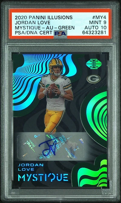 2020 Panini Illusions Mystique My4 Jordan Love Autograph-green PSA 9