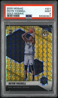 2020 Panini Mosaic 221 Devin Vassell Gold Mosaic PSA 9