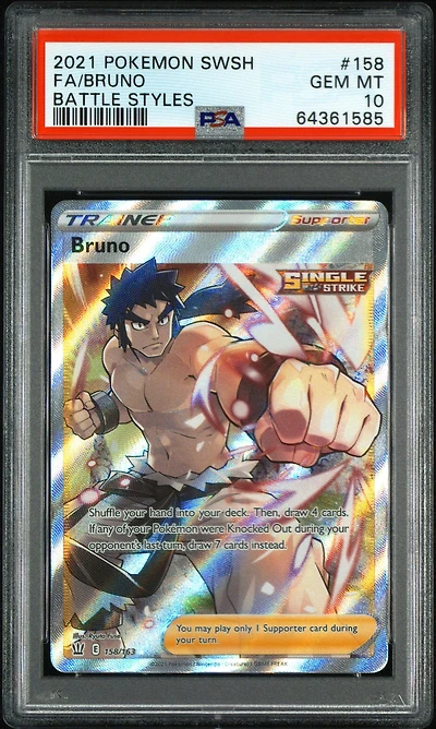 2021 Pokemon Sword & Shield Battle Styles 158 Full Art/bruno PSA