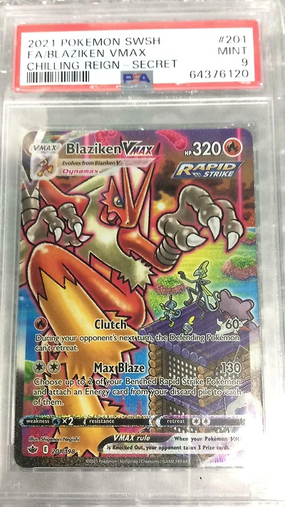 2021 Pokemon Sword & Shield Chilling Reign 201 Fa/blaziken Vmax PSA