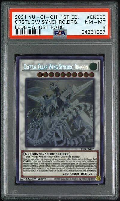 2021 Yu-gi-oh! Led8-legendary Duelists: Synchro Storm En005 Crystal Clear Wing Synchro Dragon 1st Edition-ghost Rare PSA