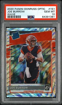 2020 Panini Donruss Optic 151 Joe Burrow Wave PSA 10