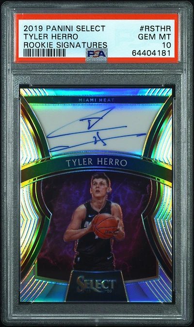2019 Panini Select Rookie Signatures Rsthr Tyler Herro PSA 10
