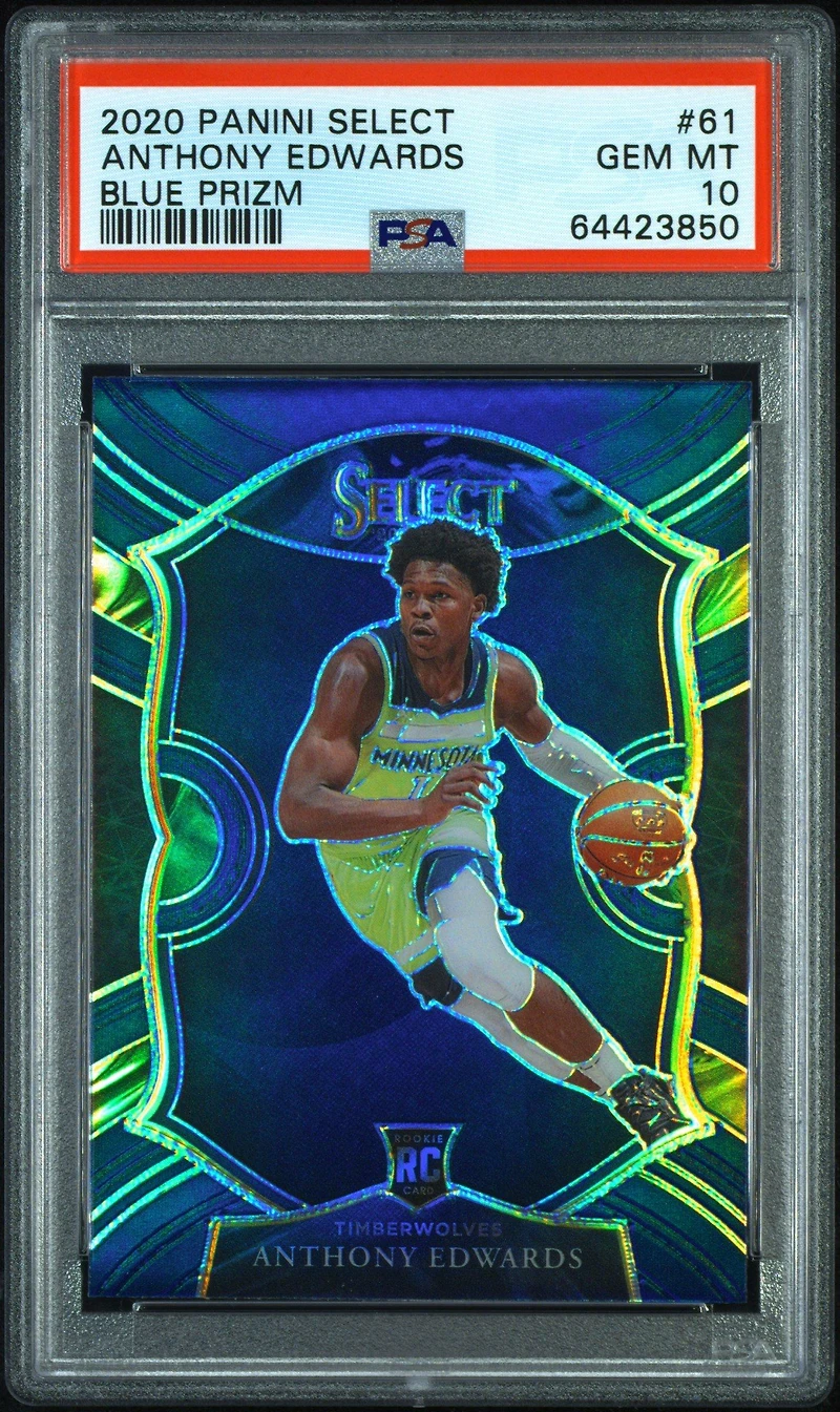Panini Select Anthony Edwards Blue Prizm PSA