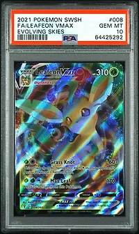 2021 Pokemon Sword & Shield Evolving Skies 008 Full Art/leafeon Vmax PSA