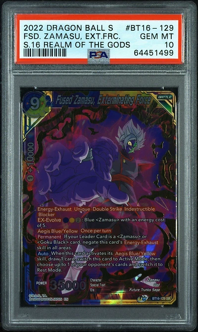 2022 Dragon Ball Super Card Game Series 16 Realm Of The Gods Bt16-129 Fused Zamasu, Exterminating Force PSA 10