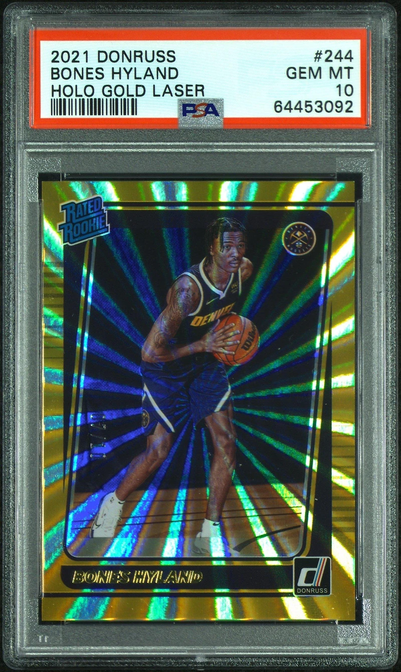 2021 Panini Donruss 244 Bones Hyland Holo Gold Laser PSA 10