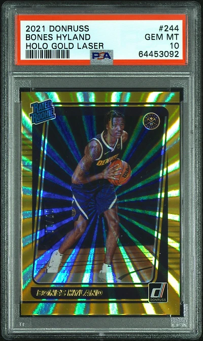 2021 Panini Donruss 244 Bones Hyland Holo Gold Laser PSA 10