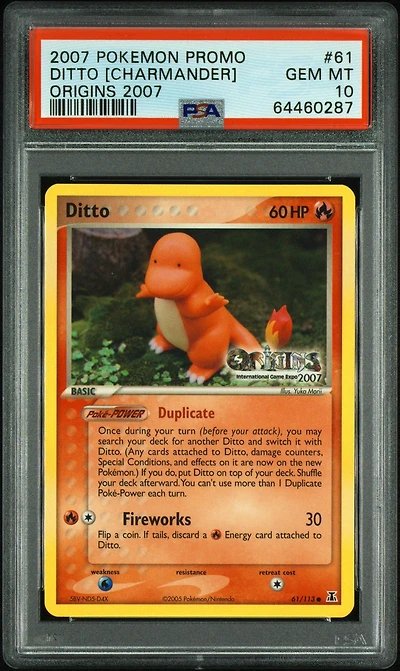2007 Pokemon Promo 61 Ditto [charmander] Origins 2007 PSA