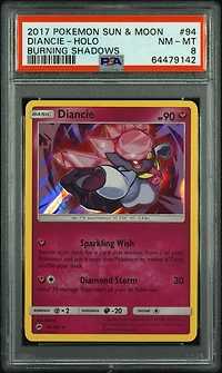 2017 Pokemon Sun & Moon Burning Shadows 94 Diancie-holo PSA 8