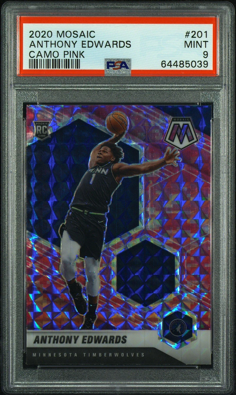 2020 Panini Mosaic Anthony Edwards Camo Pink PSA