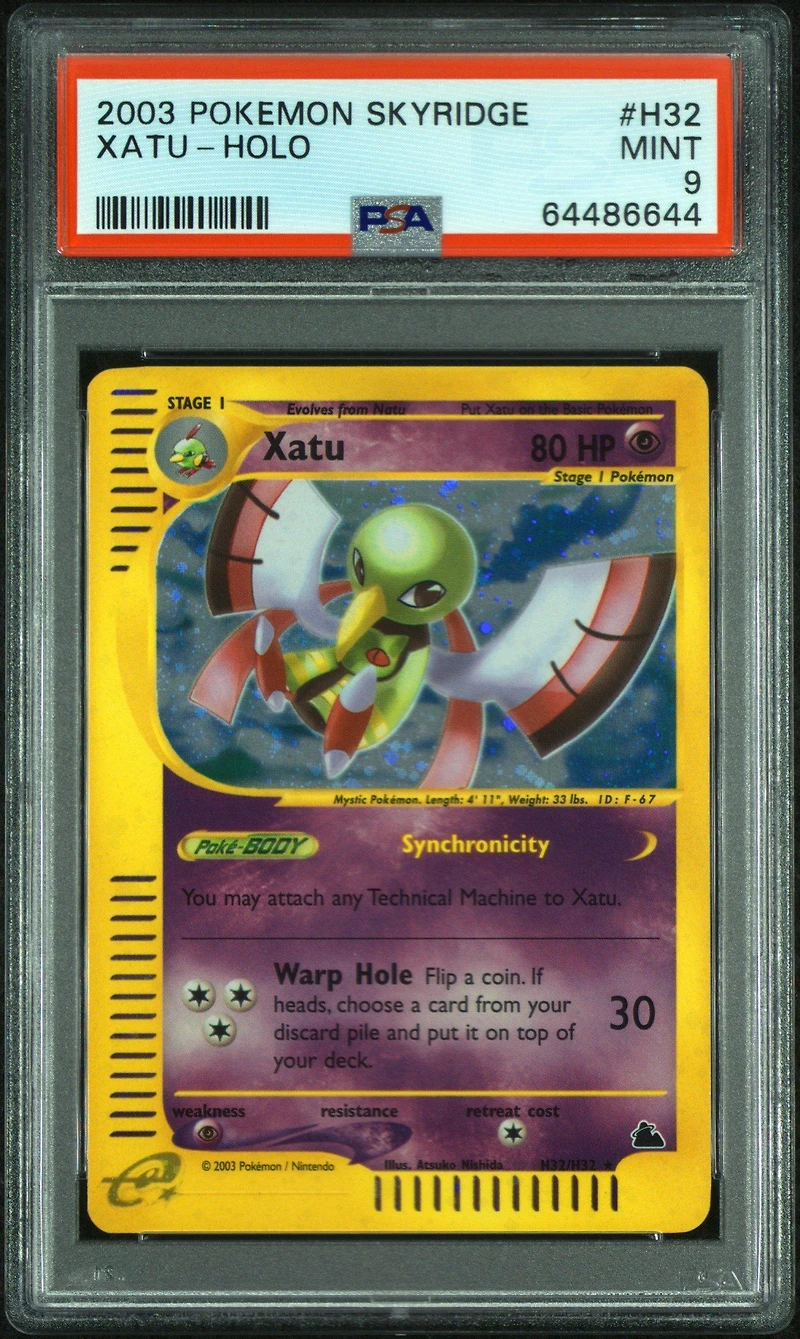 2003 Pokemon Skyridge H32 Xatu-holo PSA 9
