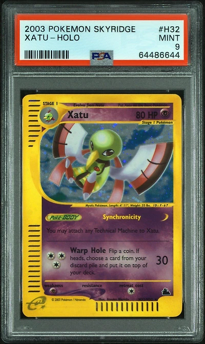 2003 Pokemon Skyridge H32 Xatu-holo PSA 9