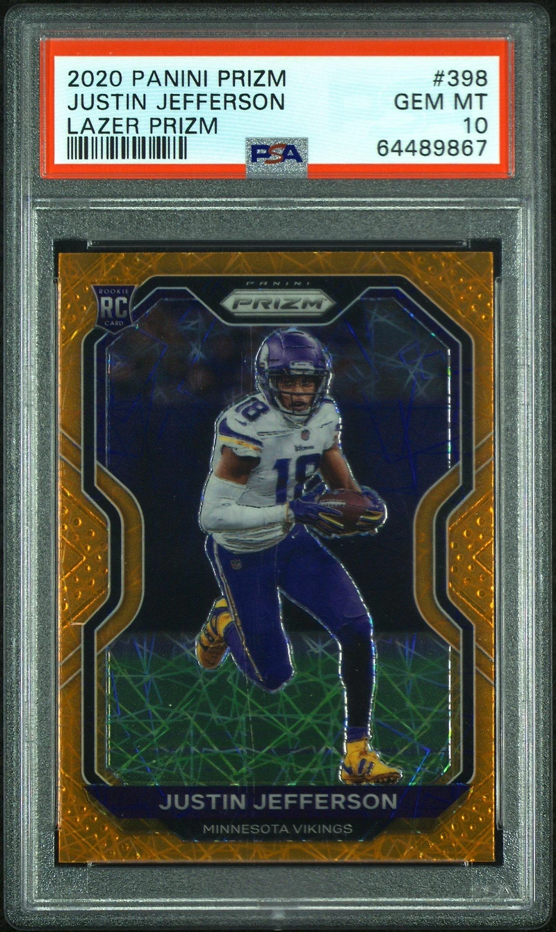 2020 Panini Prizm 398 Justin Jefferson Lazer Prizm PSA 10