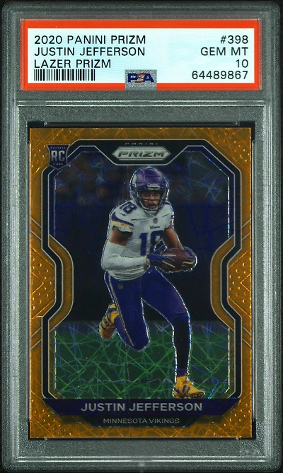 2020 Panini Prizm 398 Justin Jefferson Lazer Prizm PSA 10