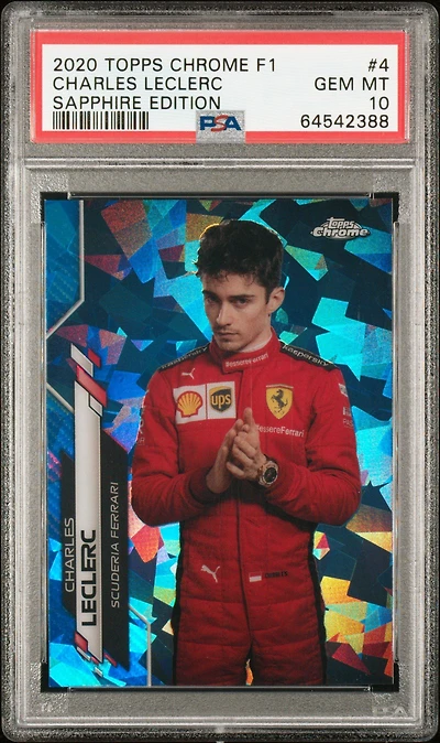 2020 Topps Chrome Formula 1 Sapphire Edition 4 Charles Leclerc PSA 10