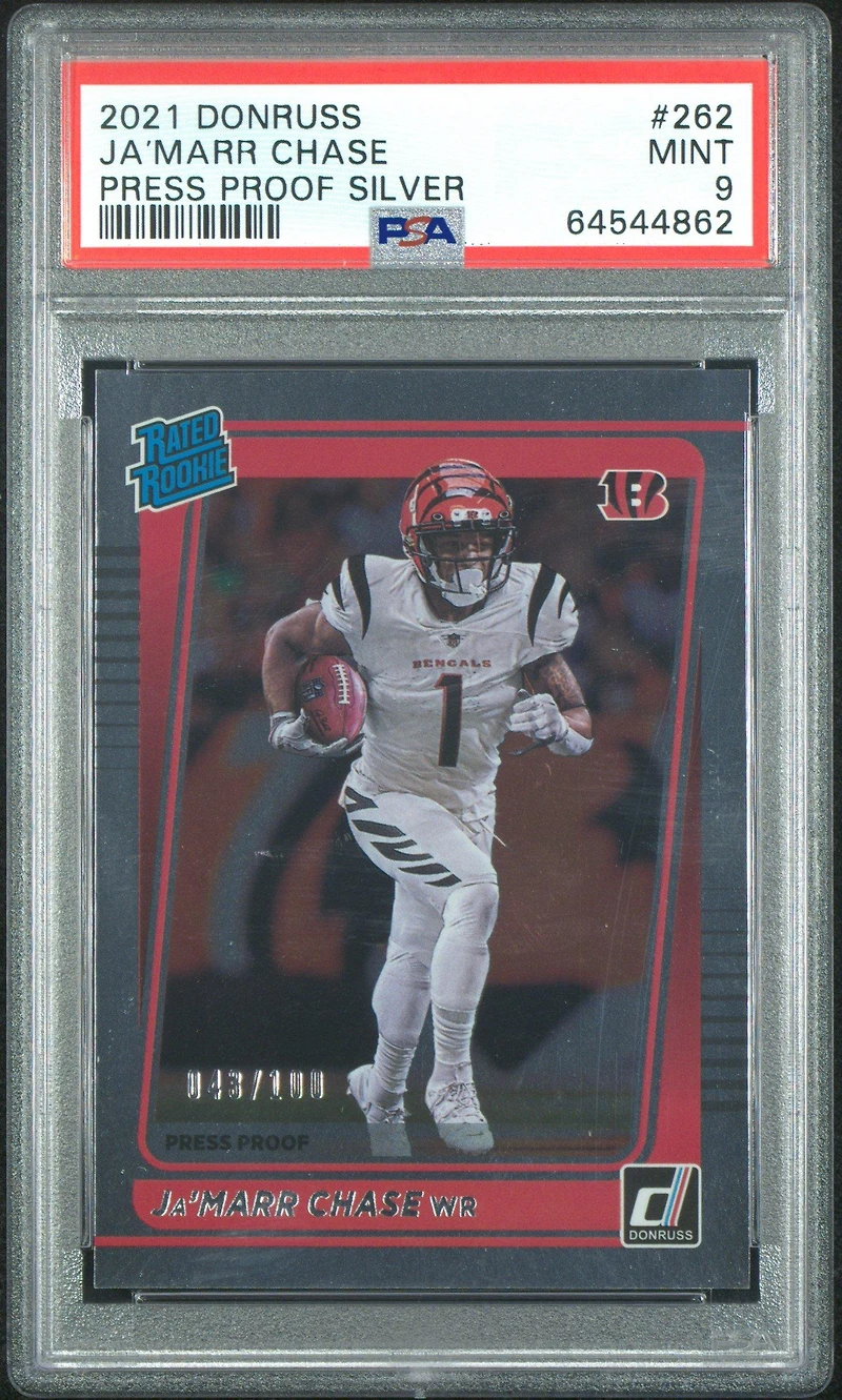 2021 Panini Donruss 262 Ja'marr Chase Press Proof Silver PSA 9