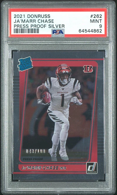 2021 Panini Donruss 262 Ja'marr Chase Press Proof Silver PSA 9