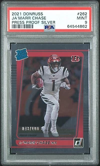 2021 Panini Donruss 262 Ja'marr Chase Press Proof Silver PSA 9