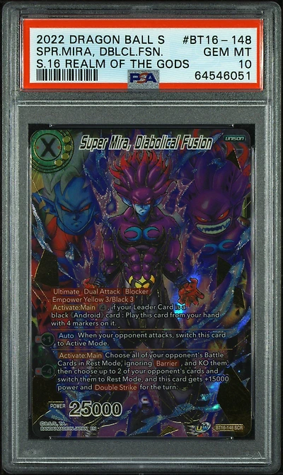 2022 Dragon Ball Super Card Game Series 16 Realm Of The Gods Bt16-148 Sp Mira, Diabolical PSA 10