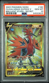 2022 Pokemon Sword & Shield Brilliant Stars 182 Fa/galarian Zapdos V PSA